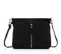 Firenze Artegiani. Mareta Borsa a tracolla da donna. Vera pelle scamosciata, 30 x 10 x 26 cm. Colore: nero, Nero, Utility