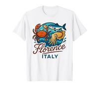 Firenze Italia Granchio Salmone Calamari Frutti di mare italiani Food Travel Maglietta
