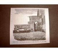 Firenze nel 1866 Lungarno o Lungo Arno vecchio e Ponte Vecchio Toscana