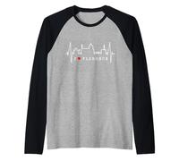 Firenze Skyline Italia Battito del Cuore Amo Firenze Maglia con Maniche Raglan