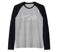 Firenze Skyline Italia Battito del Cuore Amo Firenze Maglia con Maniche Raglan