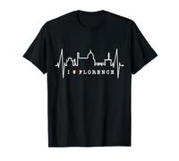 Firenze Skyline Italia Battito del Cuore Amo Firenze Maglietta