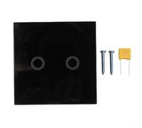 Fireproof PC Shell Touch Switch 2 Gang Single Live Wire(black) | PC fireproof shell, prevents accidental fire, heat resistant, construction, safe housing