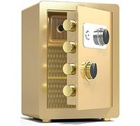 Fireproof Safe Document Safes Fire Steel Storage Box with Secret Code Compartment,Household Waterproof And Anti-Theft for Home Office C, Gold