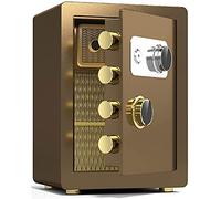Fireproof Safe Document Safes Fire Steel Storage Box with Secret Code Compartment,Household Waterproof And Anti-Theft for Home Office C,Coffee Gold
