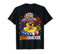 Firequacker 250th Birthday 2026 Patriotic Rubber Duck Party Maglietta