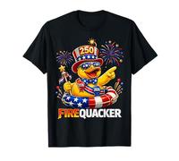 Firequacker 250th Birthday 2026 Patriotic Rubber Duck Party Maglietta