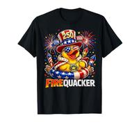 Firequacker 250th Birthday 2026 Patriotic Rubber Duck Party Maglietta