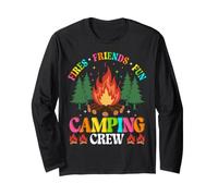 Fires Friends Fun Camping Crew Maglia a Manica