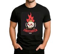 Firestarter Vintage Skull - Teschio fiammeggiante Retro Design Fuoco Rock, Ribellion, Halloween, Punk Style Uomo, Nero , S