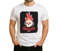 Firestarter Vintage Skull - Teschio fiammeggiante Retro Design Fuoco Rock, Ribellion, Halloween, Punk Style Uomo, bianco, S