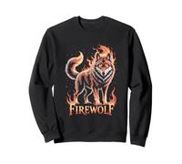 Firewolf Lupo Fiamme Occhi Fiammeggianti Felpa