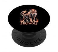 Firewolf Lupo Fiamme Occhi Fiammeggianti PopSockets PopGrip Adesivo