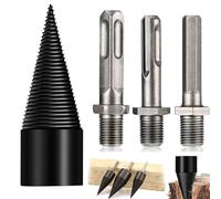 Firewood Drill Bit Set, Wood Log Splitter Firewood Drill Bit, with Removable Screw Hexagon, Square And Round Shanks, for Electric Drills (32mm+3 Handle)