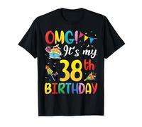 Fireworks Cake presenta OMG It's My 38th Birthday 38 Years Maglietta