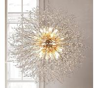 Fireworks Crystal Chandelier Dandel Ceiling Fixture Living Room Kitchen Island Light Long 36.2" Gold