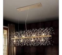 Fireworks Crystal Chandelier Dandel Ceiling Fixture Living Room Kitchen Island Light Long 36.2" Gold