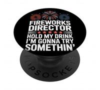 Fireworks Director Funny Hold My Drink 4 luglio PopSockets PopGrip Adesivo