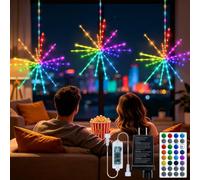 Fireworks Lights Plug in 276 LED RGB 16 Colori Natale Starburst Luci | Timer impermeabile con telecomando che cambia colore, per appendere luci natalizie per giardino, gazebo, feste, matrimoni