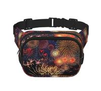 Fireworks Print Square Double Layer Funzionalità Marsupio Unisex Crossbody Pack Travel Workout, Nero, Taglia Unica, Nero, One Size