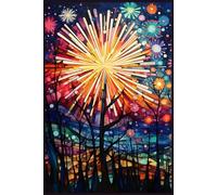 Fireworks Stained Glass Forest Notebook | Colorful Abstract Night Sky Composition Notebook | 6x9" 150 Pages Lined: Perfect for Notes, School, Creative Writing & Daily Productivity
