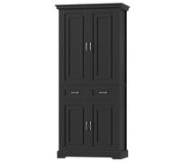 FirFurd 180,5 cm Credenza Cucina, Mobile Cucina con 4 Ante, Mobile Dispensa con 2 Cassetti, Credenza Alta a Ripiani Regolabili, 80x40x180,5cm (Nero)