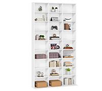 FirFurd 190cm Scaffale Libreria,Scaffale Porta CD Dvd archiviazione,Mobiletto Espositore con Scomparti Aperti,Armadietto Porta CD con Mensola,Scaffale Vetrina per Soggiorno studio 102.5×16×190cm