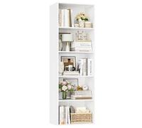 FirFurd Libreria Scaffale con Vani Aperti,Porta CD e Libri 48x159cm,Bianco