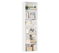 FirFurd Libreria Scaffale con Vani Aperti,Porta CD e Libri 48x190cm, Bianco