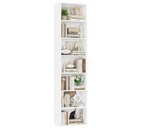 FirFurd Libreria Scaffale con Vani Aperti,Porta CD e Libri 48x220cm, Bianco
