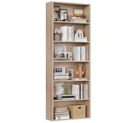 FirFurd Libreria Scaffale per Soggiorno, Libreria a 6 Ripiani,Scaffale Portaoggetti Porta Libri in Legno,Libreria Verticale Mobiletto Multiuso per Cucina, Ufficio, Studio 60x23,5x180cm (Rovere chiaro)