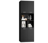 FirFurd Mobile Alto da Bagno 180.5cm,Armadietto da Terra Autoportante,Mobiletto Multiuso con 4 Ante Ripiano Regolabile,per Soggiorno Camera da letto Cucina 180.5x60x40cm Spedito in 2 Pacchi (Nero)