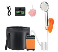 FIRINER Doccia portatile per il campeggio 110Min Runtime Pompa doccia | Doccia da campeggio arancione per esterni, con riscaldatore, a lunga durata, modalità singola, sottile, IPX7, impermeabile