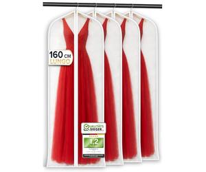 FiRiO 4 x Custodie per Abiti Trasparenti di Alta Qualità - Copriabiti Antipolvere e Impermeabile - Borsa Porta Abiti, Camicia & Giacca - Copriabiti da Armadio e Viaggio - Sacchetti Vestiti - 160x60cm