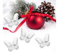 Firlar Ornamento natalizio a forma di farfalla con glitter, 24 pezzi di farfalle fai da te con clip per decorazioni per albero di Natale, fa