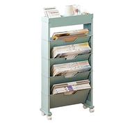 Firlar Scaffale per Aula, Scaffale Mobile in Plastica Rimovibile, Pieghevole Multistrato con Scaffale per Libri Scalabile con Ruote Universali, per Soggiorno Studio Ufficio Aula(Blu)