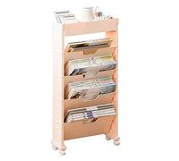 Firlar Scaffale per Aula, Scaffale Mobile in Plastica Rimovibile, Pieghevole Multistrato con Scaffale per Libri Scalabile con Ruote Universali, per Soggiorno Studio Ufficio Aula(Rosa)
