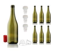 Firmadigaranzia srl 40 PZ BOTTIGLIA EMILIANA PER VINO E SPUMANTE PROSECCO 750 ML CON PREDISPOSIZIONE TAPPO CORONA 29 MM - BOTTIGLIA PER VINI VUOTA COLORE UVAG CON TAPPI ALETTATTI E GABBIETTE