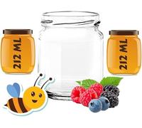 Firmadigaranzia srl 48 Vasetti piccoli per conserve Vasi Barattoli vetro 212 ml Std con Tappi - Vasetti per marmellate confetture e segnaposto - Tappi idonei alla bollitura T.O. 63 MM
