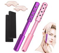 Firming Face Sculptor, Massage Roller with Germanium Stones, Facial Massage Roller for Massaging, Reshaping, Firming Skin (Pink+Lila)