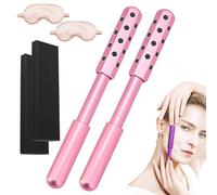 Firming Face Sculptor, Massage Roller with Germanium Stones, Facial Massage Roller for Massaging, Reshaping, Firming Skin (Pink+Pink)