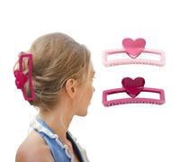 Firopia 2 pezzi fermagli per capelli a forma di cuore per San Valentino da donna | Fermaglio rosa | Fermagli grandi per capelli ricci spessi e so