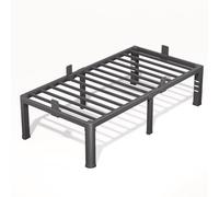 Firpeesy Struttura per letto matrimoniale alta 45,7 cm con robuste gambe angolari rotonde in acciaio, piattaforma in metallo da 1587,6 kg, doppia dimensione con supporto a doghe in acciaio, senza