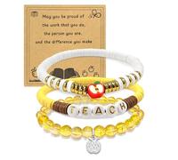 FIRSAUKI Braccialetto di apprezzamento per insegnanti, per donne e uomini, pietra naturale, regalo di apprezzamento per insegnanti, insegnare, in argilla polimerica, regalo di ringraziamento