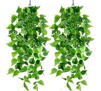 Firschoie 2 Pezzi Pianta artificiale sospesa, 100 cm Ghirlanda di edera finta Pianta artificiale di edera pensile, Adatto per matrimoni, giardini, corridoi, decorazioni murali