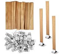 Firschoie 60 Pezzi stoppini per candele in legno, stoppino di legno per candele con 25 basi in metallo, 13 x 130 mm Realizza candele fatte a mano, Per realizzare candele artigianali, ecologiche