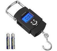 Firschoie Bilancia digitale per bagagli, Dinamometro elettronico con amo da pesca, Bilancia per Valigie con display LCD retroilluminato, MAX 50 kg, 110 lb, batterie 2AAA, Adatto per viaggi e casa