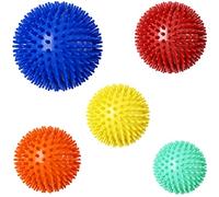 Firschoie Set di 5 palline per massaggio con, palla di fascia pallina massaggiante, Ottimo per massaggiare mani, gambe, caviglie, muscoli del piede(blu 10/rosso 9/arancione 8/giallo 7/ciano 6 cm)
