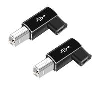 FirSea 2 confezione Adattatore gomito da tipo C femmina a USB B maschio, connettori convertibili USB tipo C USB B compatibili con stampanti, MIDI, pianoforti elettrici, sintetizzatori laptop (nero)