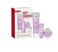 First Aid Beauty Entdeckungs-Set für weiche Haut: KP Körperpeeling 10 % AHA (114 g), 10 % AHA Pfirsich glättende Körperlotion (189,9 g) und Anti-eingewachsene Haarscheiben BHA + AHA (28 Stück)